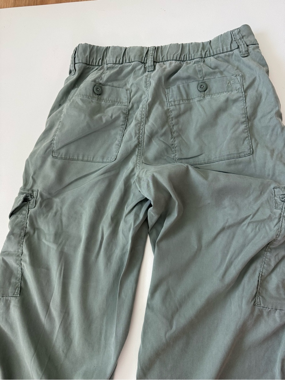 American Eagle Cargo Pants Size 6 Sage Green Wide Leg Y2K Stretch Utility - Picture 8 of 9